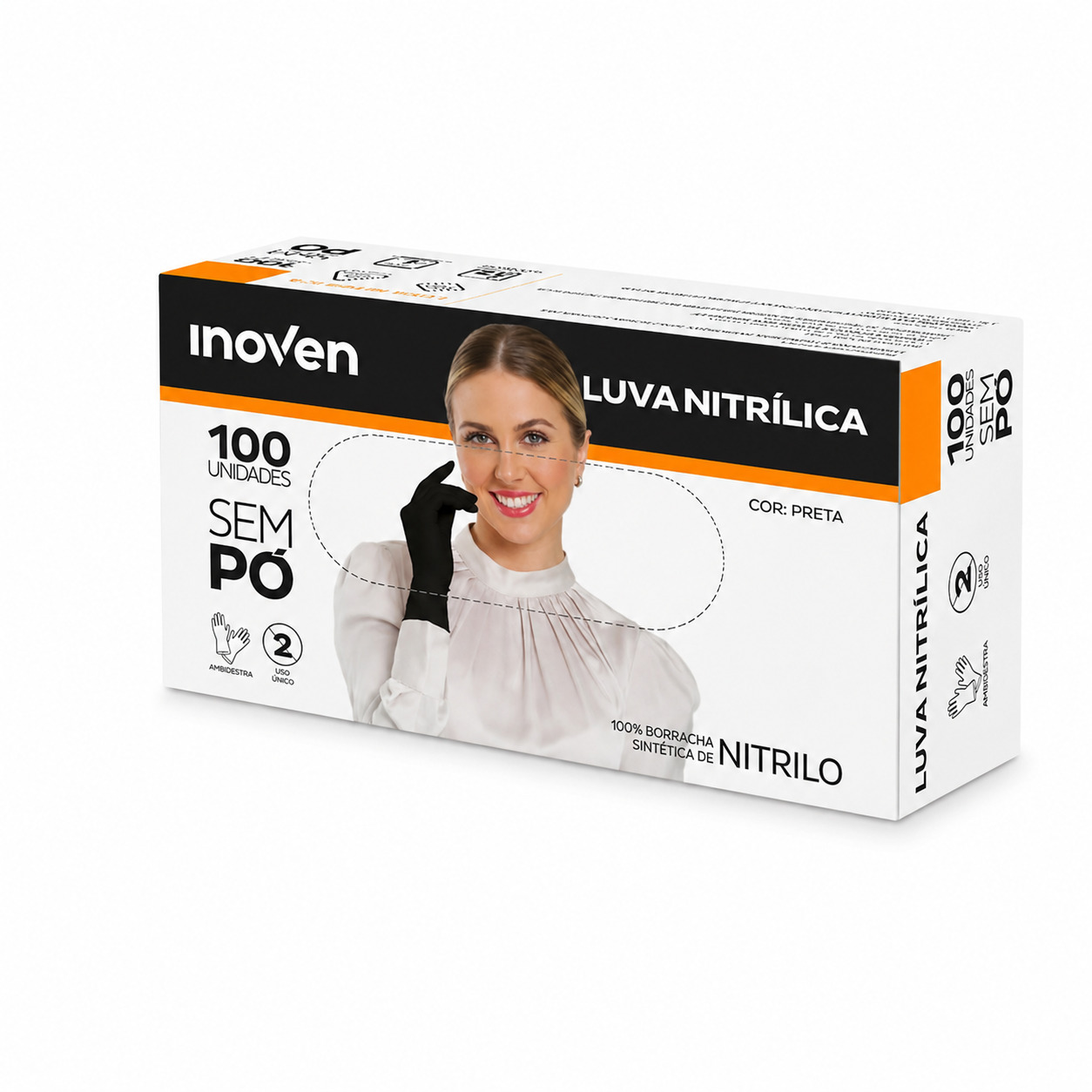 Luva Nitrílica Preta c/ 100 - G