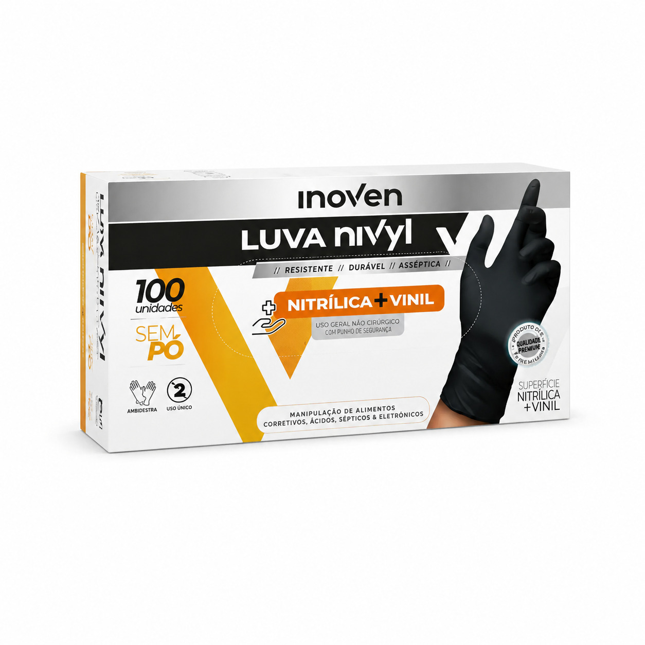 Luva Nivyl Preta c/ 100 - P