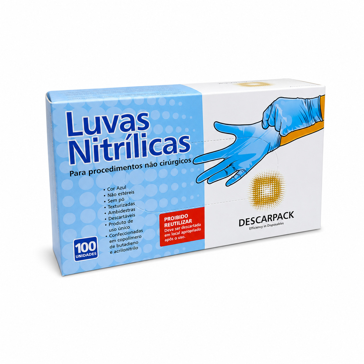 Luva Nitrílica Azul c/ 100 - P